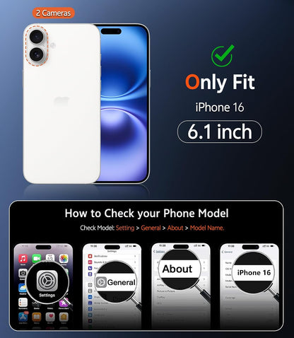 Cases-iPhone 16 Phone, Military Grade Drop Protection, Slim Magnetic, Shockproof Bumper, Transparent Cell Cover