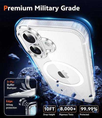 Cases-iPhone 17, Magnetic Translucent Matte, Shockproof Bumper Hard Protective (Black & Clear)