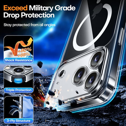 Cases-iPhone 17 Pro, Full Camera Protection, Military-Grade Protection, Scratch Resistant, Slim Fit (Black & Clear)