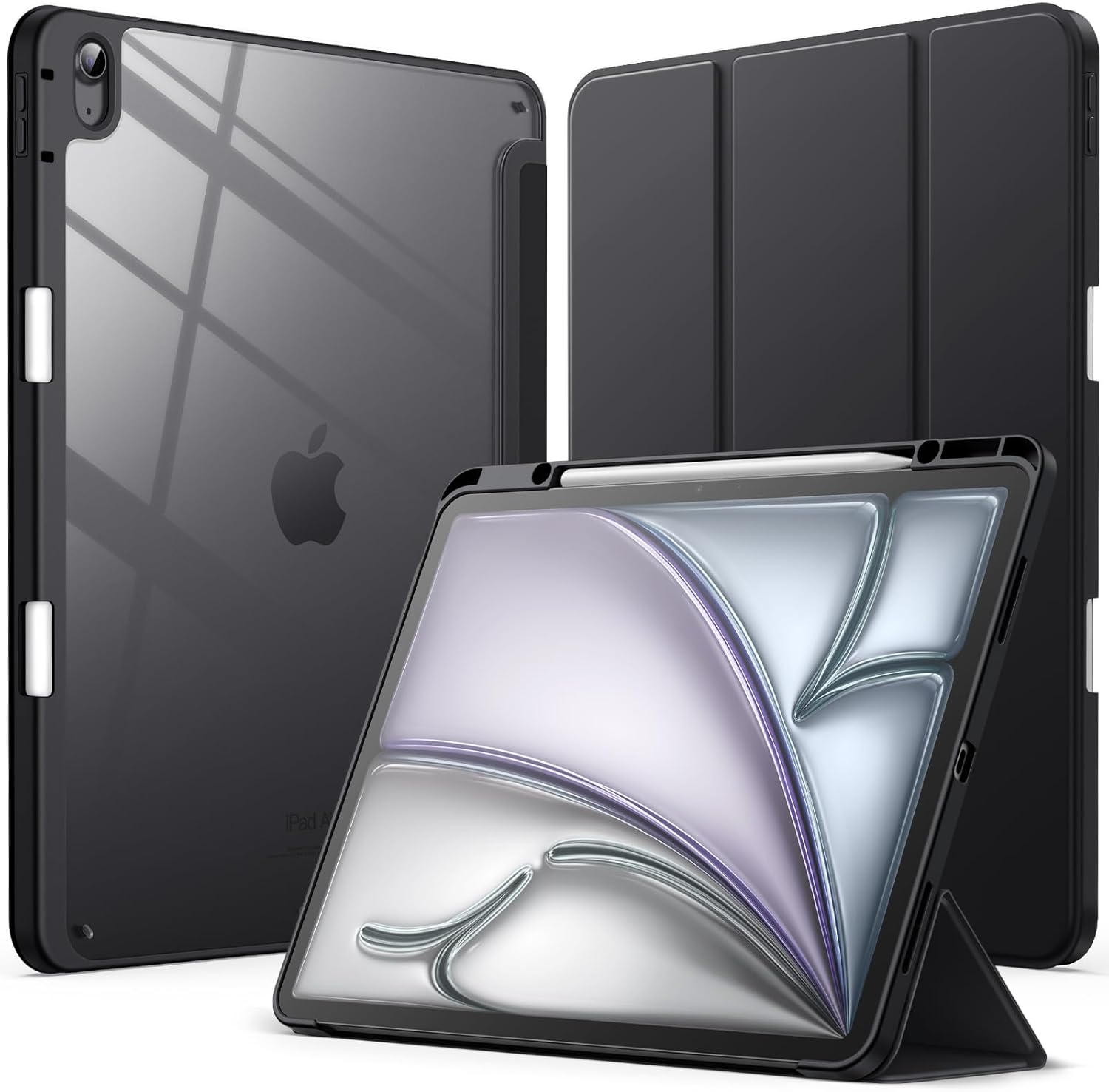 Case for iPad Air 13-Inch M4/M3/M2 (2026/2025/2024) with Pencil Holder (Black, Grey)